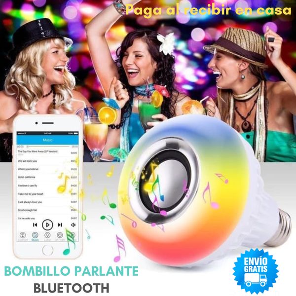 ⭐Bombillo Parlante Bluetooth Multicolor + Control Remoto🤩