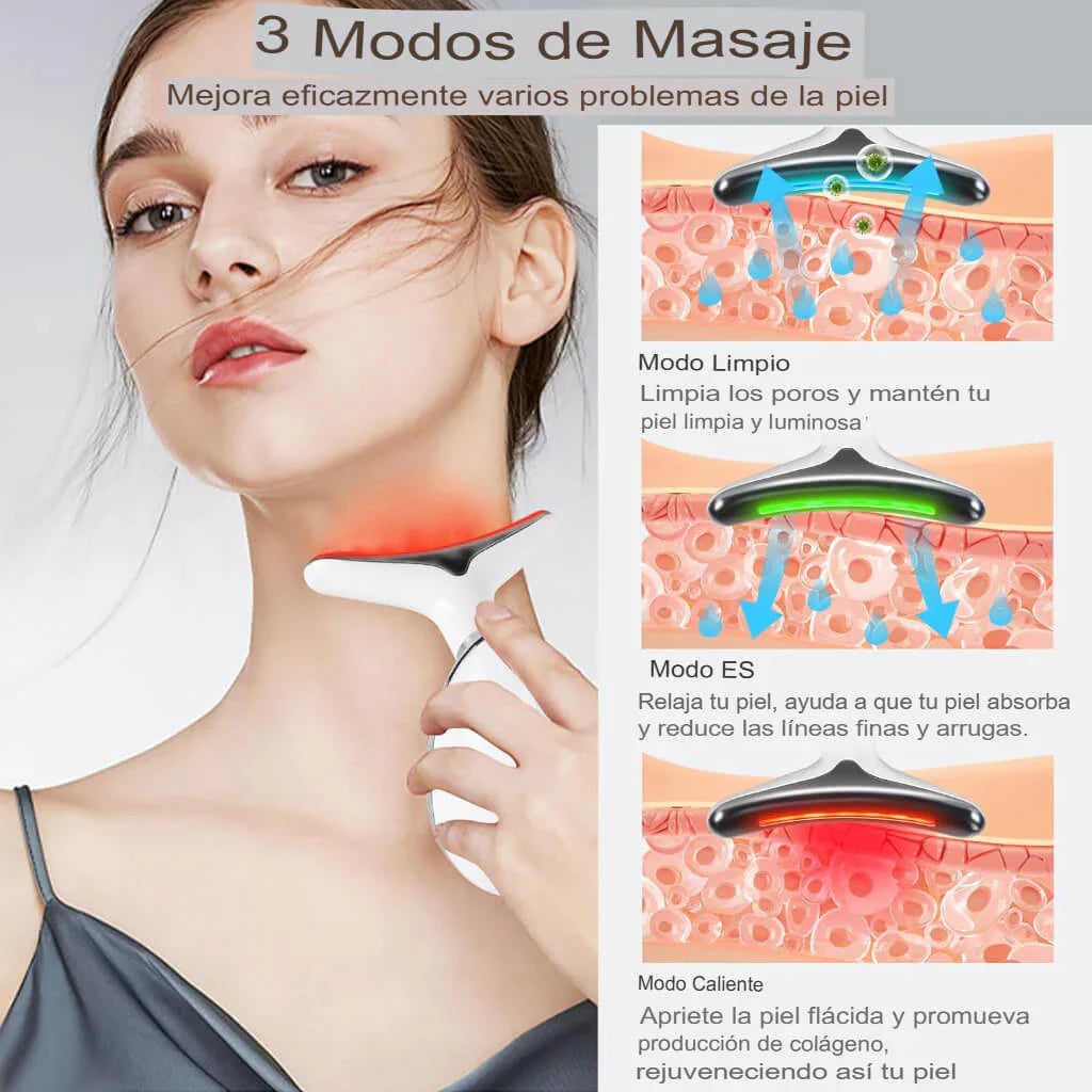 MASAJEADOR FACIAL REDUCTOR DE PAPADA CON 3 LUCES LED➕REGALO SORPRESA