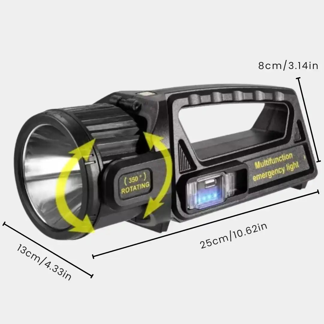 LINTERNA LED - TIPO REFLECTOR - BATERÍA RECARGABLE SOLAR Y USB ➕ENVIO GRATIS