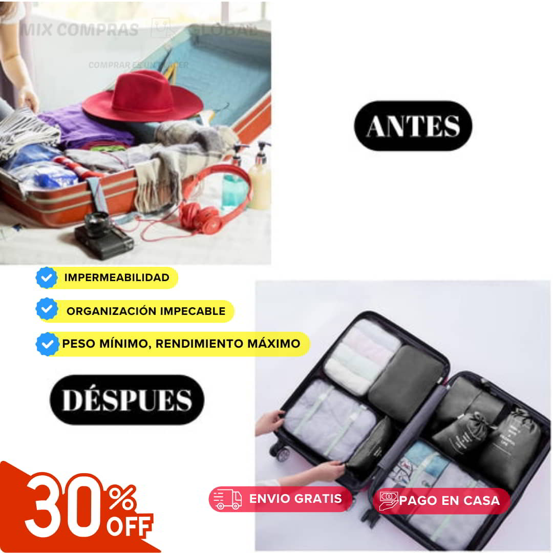 Set Organizadores De Viaje Kit X 6 Pieza + 30% Descuento HOY