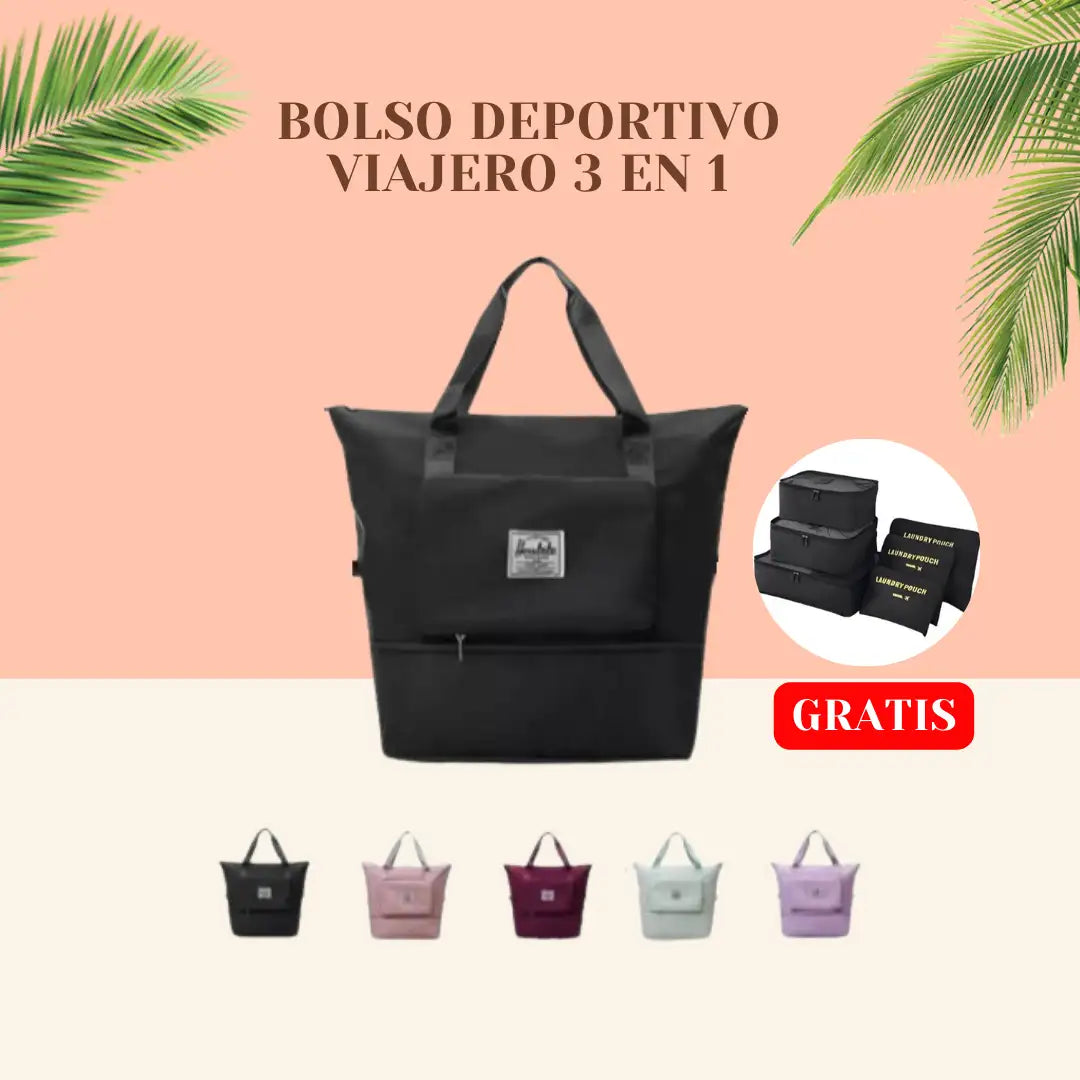 BOLSO DE VIAJE 3 EN 1 DE GRAN CAPACIDAD ➕ Bolsas X6 GRATIS (IMPERMEABLES)