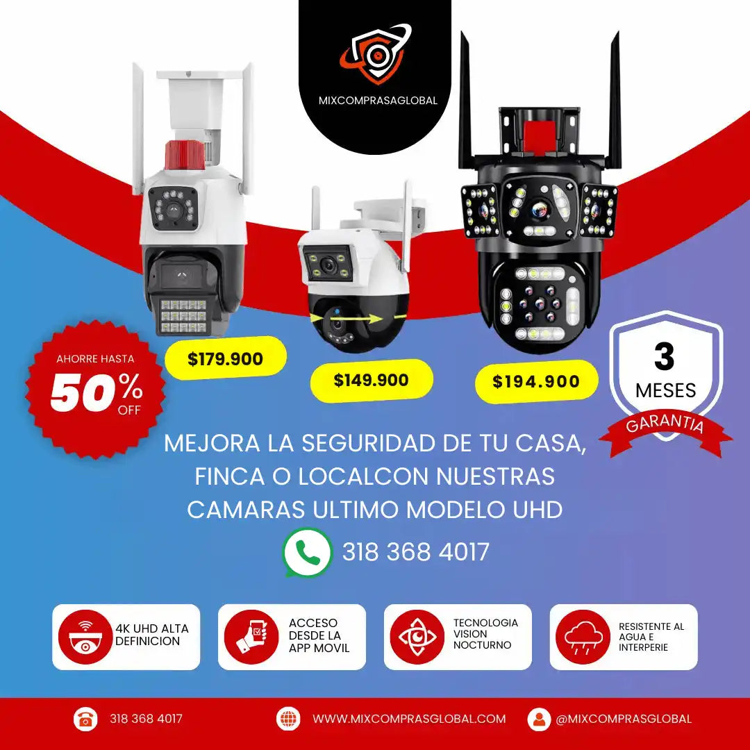 VISIOGUARD PRO®️ CAMARA DE SEGURIDAD TOTAL 24/7 CON VISIÓN NOCTURNA A TODO COLOR