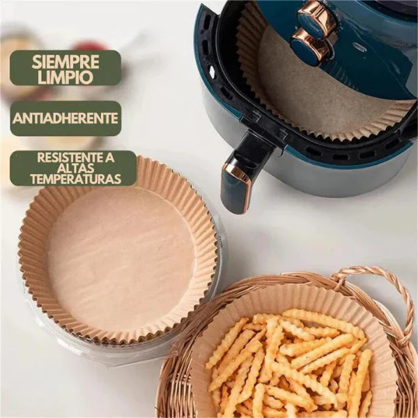 MOLDES EN PAPEL PERGAMINO PARA AIR FRYER X100 UNIDADES ➕ LIBRO DE RESETAS DE MASTERCHEF 2024