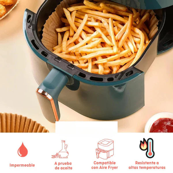 MOLDES EN PAPEL PERGAMINO PARA AIR FRYER X100 UNIDADES ➕ LIBRO DE RESETAS DE MASTERCHEF 2024