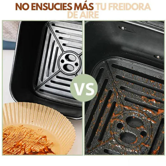 MOLDES EN PAPEL PERGAMINO PARA AIR FRYER X100 UNIDADES ➕ LIBRO DE RESETAS DE MASTERCHEF 2024