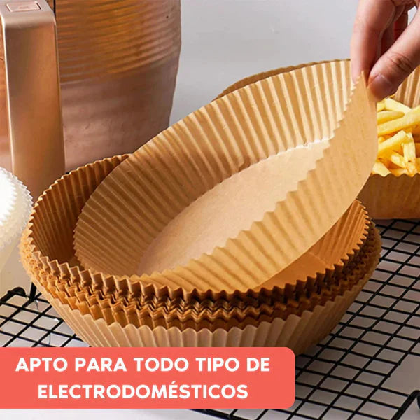 MOLDES EN PAPEL PERGAMINO PARA AIR FRYER X100 UNIDADES ➕ LIBRO DE RESETAS DE MASTERCHEF 2024