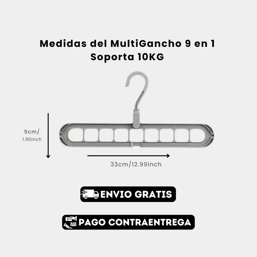 MultiGancho 9 en 1 - Soporta 10KG ✅ Maximisa el Espacio en tu Amario