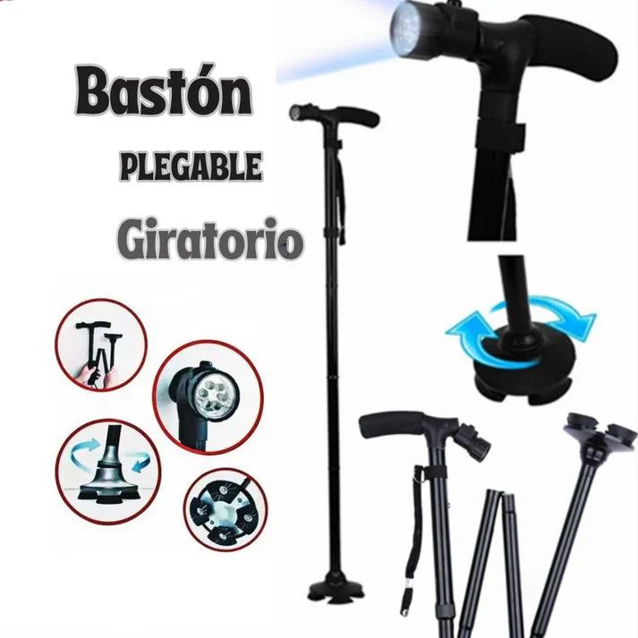 Bastón Plegable Para Caminar Con Luz Led  para Hombres y Mujeres